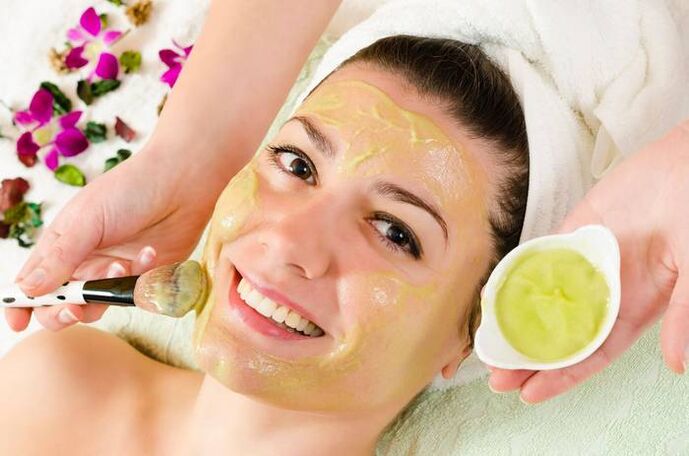 Homemade anti-aging face mask with essential oil in the composition